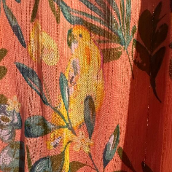 Lauren Conrad NWT Size 2X Boho Tropical Flowy Dress Beachy Birds Parrots Cruise - Picture 3 of 10